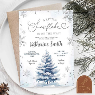 Invitation Hiver Petits Snowflakes Pine Tree Baby shower