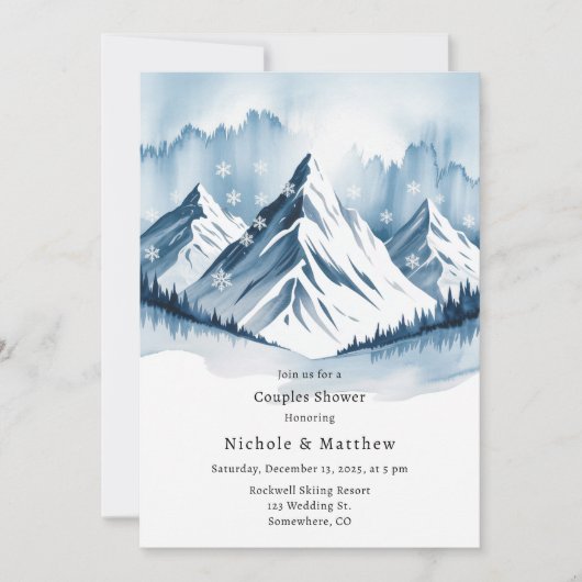 Invitation Hiver Pin neige Wreath Couples Douche (Devant)