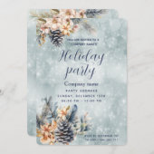 Invitation Hiver Pine cône fleurie fête entreprise (Devant / Derrière)