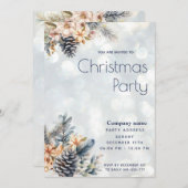 Invitation Hiver Pine cône floral Noël fête entreprise (Devant / Derrière)