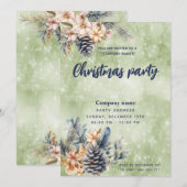 Invitation Hiver Pine cône floral Noël fête entreprise (Devant / Derrière)