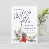 Invitation Hiver Pine cône floral Noël fête entreprise (Debout devant)