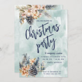 Invitation Hiver Pine cône floral Noël fête entreprise (Devant / Derrière)