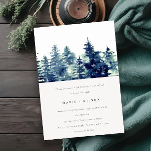 Invitation Hiver Pine Forêt Neige Aquarelle Vapeur Renouvelle