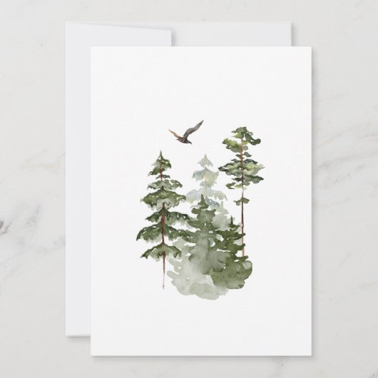 Invitation Hiver Pine Tree aventure en couple Douche (Dos)