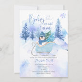 Invitation Hiver Pingouin ARCTIQUE Baby shower de flocon de n (Devant)
