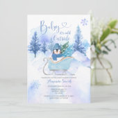 Invitation Hiver Pingouin ARCTIQUE Baby shower de flocon de n (Debout devant)