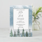 Invitation Hiver Pins Rustiques Lanterne Mariage botanique (Debout devant)