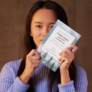 Invitation Hiver Pins Rustiques Lanterne Mariage botanique