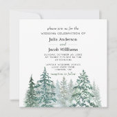 Invitation Hiver Pins Rustiques Lanterne Mariage botanique (Devant)
