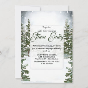 Invitation Hiver Pins Rustiques Mariage Botanique Invitat