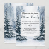 Invitation Hiver Pins Rustiques Mariage Botanique Invitat (Devant / Derrière)