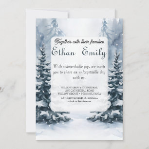 Invitation Hiver Pins Rustiques Mariage Botanique Invitat