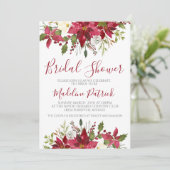 Invitation Hiver Poinsettia Fête des mariées florale (Debout devant)