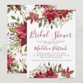 Invitation Hiver Poinsettia Fête des mariées florale (Devant / Derrière)
