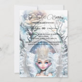 Invitation Hiver princesse rhinestone couronne enchantée forê (Devant)