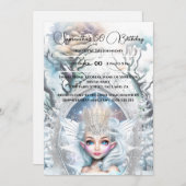 Invitation Hiver princesse rhinestone couronne enchantée forê (Devant / Derrière)