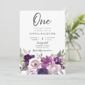 Invitation Hiver Purple Lavande Florale 1er anniversaire fête (Debout devant)