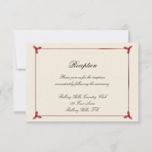Invitation Hiver Réception de mariage blanc et rouge Mistleto