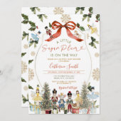 Invitation Hiver Rouge Bow Nutcracker Ballet Baby shower neig (Devant / Derrière)