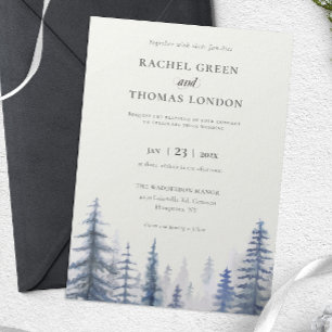 Invitation Hiver Russe Aquarelle Pine arbres mariage