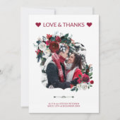 Invitation Hiver Russe Bourgogne Rose Merci Mariage (Devant)