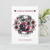 Invitation Hiver Russe Bourgogne Rose Merci Mariage (Debout devant)