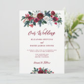 Invitation Hiver rustique bordeaux vert mariage (Debout devant)
