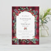 Invitation Hiver Rustique Botanique Rouge Berries Plaid Maria (Debout devant)