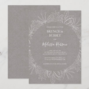 Invitation Hiver rustique   Brunch gris et douche à bulles