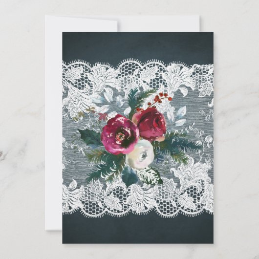 Invitation Hiver rustique élégant mariage de Noël (Dos)