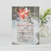 Invitation Hiver Rustique Floral Grange Fête des mariées en b (Debout devant)