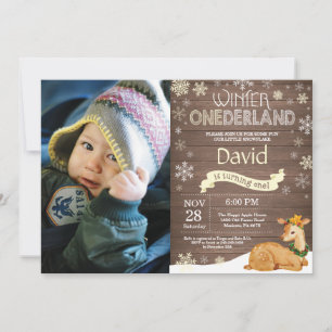 Invitation Hiver rustique Onederland Cerf 1er Anniversaire