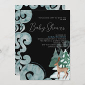 INVITATION HIVER SCÈNE MODERNE BABY SHOWER BÉBÉ SPRINKLE | (Devant / Derrière)