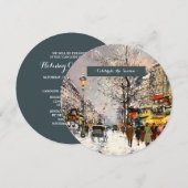 Invitation Hiver Scène Parisienne Fête de Vacances (Devant / Derrière)