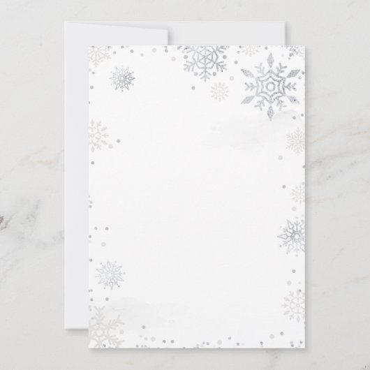 Invitation Hiver Silver Snowflake Sexe Baby shower neutre (Dos)