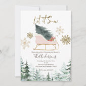 Invitation Hiver Sleigh Laisser neiger Fête de Noël (Devant)