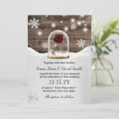Invitation Hiver Snowflakes Beauté Rose Dome Mariage (Debout devant)