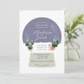 Invitation Hiver Snowglobe Baby shower blanc (Debout devant)
