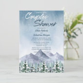 Invitation Hiver Snowy Mountain Forest Couples Douche (Debout devant)