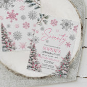 Invitation Hiver Soixante-Dix Ans Invitation, Pink Winter