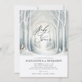 Invitation Hiver Sunrise Forest Fox Coed Neutral Baby shower (Devant)