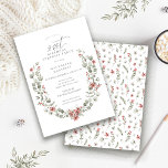 Invitation Hiver Surprise Party Verdure 21e anniversaire<br><div class="desc">Aquarelle vert sauge moderne Boho cadre botanique est accentué de petites fleurs poinsettia.</div>