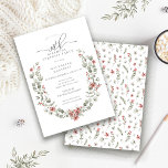 Invitation Hiver Surprise Party Verdure 30e anniversaire<br><div class="desc">Aquarelle vert sauge moderne Boho cadre botanique est accentué de petites fleurs poinsettia.</div>