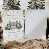 Invitation Hiver Teddy Bear Snowflakes Blue Boy Baby shower