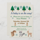 Invitation Hiver Thème animal boisé (Devant / Derrière)