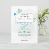 Invitation Hiver Turquoise Floral Impression ou Mariage numér (Debout devant)