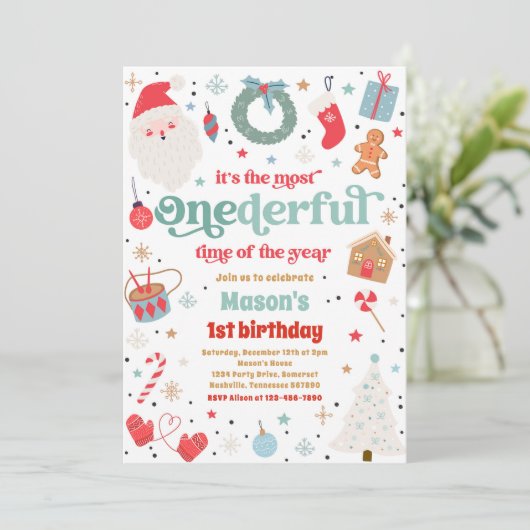 Invitation Hiver UN Noël bleu délirant fête d'anniversaire (Debout devant)