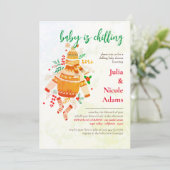 Invitation Hiver Vêtements chauds Baby shower mignon (Debout devant)