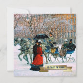 Invitation Hiver vintage Scène Parisienne Fête de Vacances (Devant)